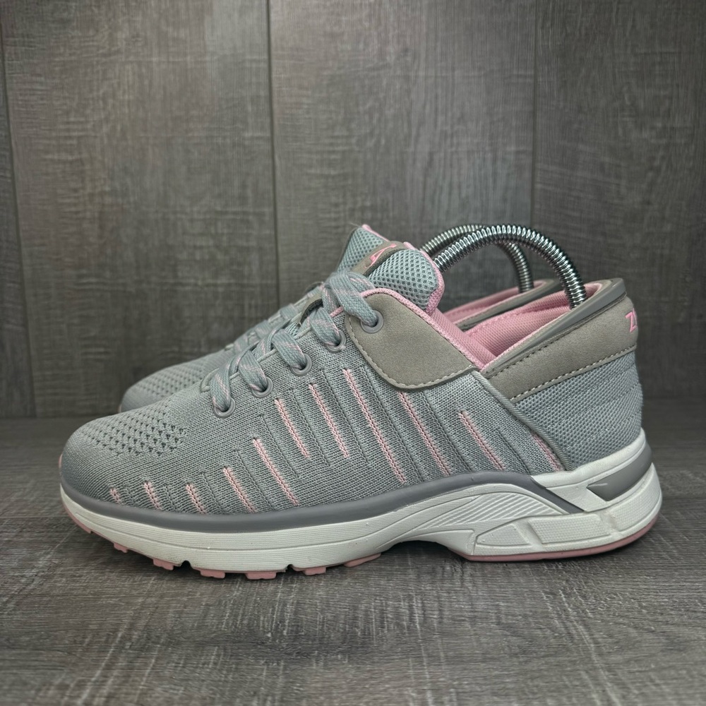 Zeba Hands Free Slip On Athletic Walking Sneaker Shoes Rose Pink Gray Womens 9.5